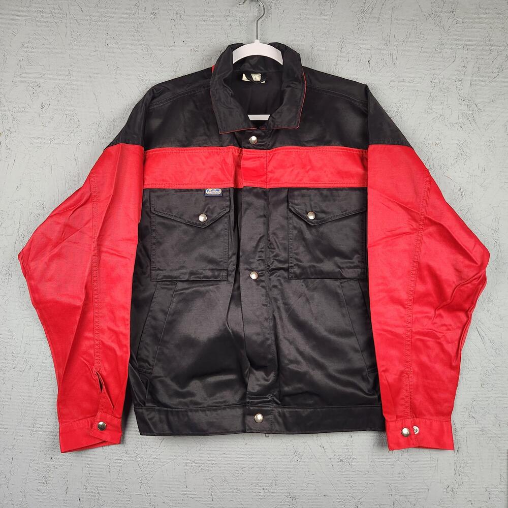 Vintage Skillers Jacket Mens Small Black Red VIIO Design USA Cotton 48 Nylon 90s